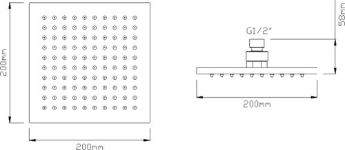 Additional image for Square Shower Head With Arm (200x200mm, Chrome).