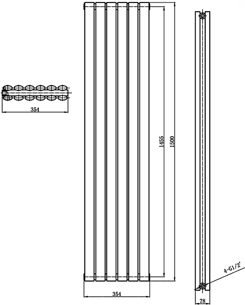 Additional image for Revive Radiator 354x1500 (Anthracite). 3926 BTU.