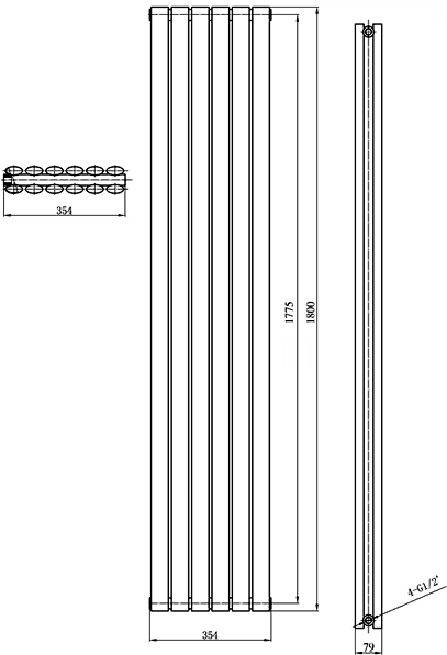 Additional image for Revive Radiator 354x1800 (Anthracite). 4609 BTU.