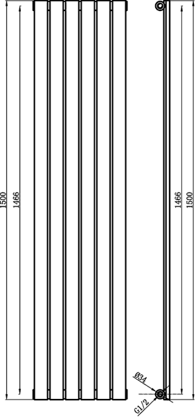 Additional image for Sloane Radiator (White). 354x1500mm. 2585 BTU.