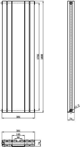 Additional image for Sloane Mirror Radiator (White). 381x1800mm.