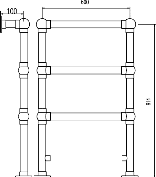 Additional image for Countess heated towel rail (chrome). 660x940mm. 691 BTU