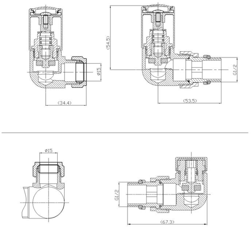 Additional image for Corner Dual Fuel Radiator Valves Pack (Pair, Chrome).