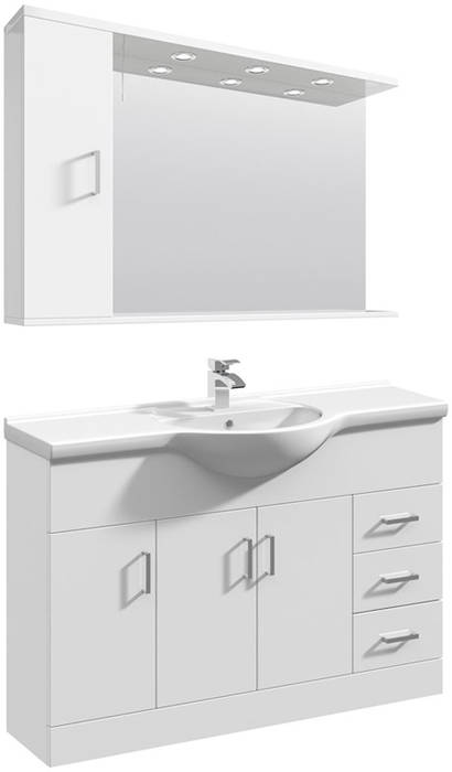 Additional image for Vanity Unit Pack With Type 1 Basin & Mirror (1200mm, White).