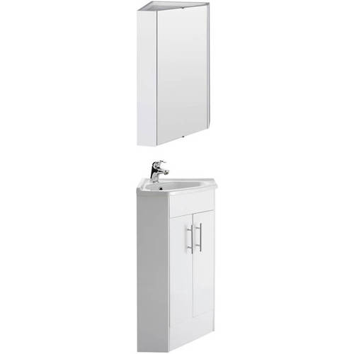 Additional image for Corner Vanity With Doors, Basin & Cabinet (555mm, White).