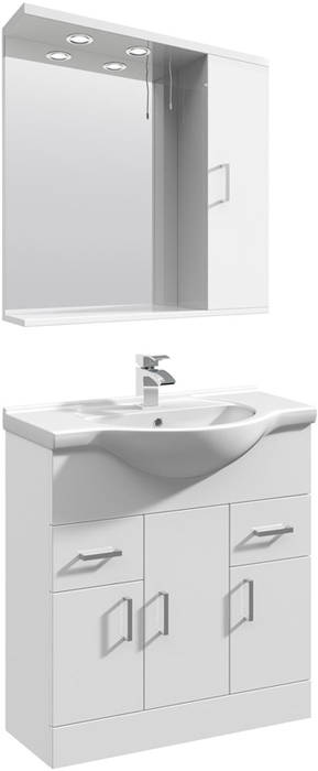 Additional image for Vanity Unit Pack With Type 1 Basin & Mirror (750mm, White).