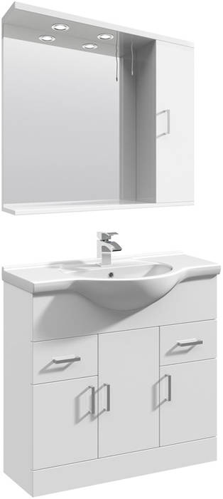 Additional image for Vanity Unit Pack With Type 1 Basin & Mirror (850mm, White).