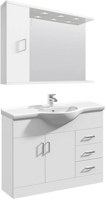 Additional image for Vanity Unit Pack With Type 1 Basin & Mirror (1050mm, White).