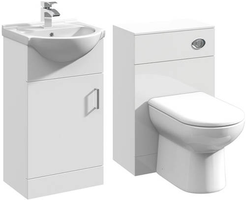 Additional image for 450mm Vanity Unit With Basin Type 1 & 500mm WC Unit (White).