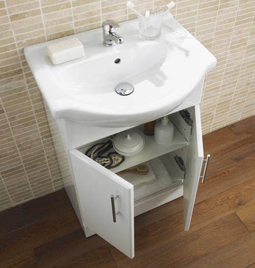 Additional image for Vanity Pack With Pan & Curved Basin 1050mm (LH, White).