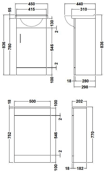 Additional image for Vanity Pack With Pan, Cistern, Tap & Basin 920mm (RH, White).