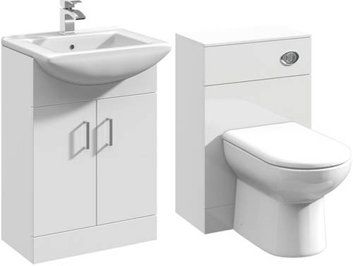 Additional image for 550mm Vanity Unit With Basin Type 2 & 500mm WC Unit (White).