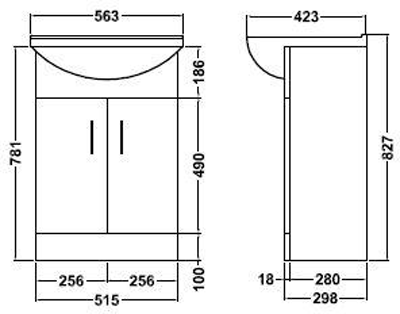 Additional image for 550mm Vanity Unit With Basin Type 2 & 500mm WC Unit (White).