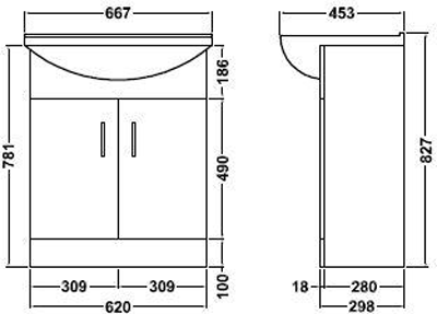 Additional image for 650mm Vanity Unit With Basin Type 2 & 500mm WC Unit (White).