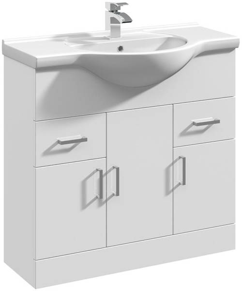 Additional image for 850mm Vanity Unit With Basin Type 1 & 500mm WC Unit (White).