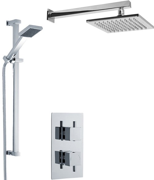 Additional image for Twin Thermostatic Shower Valve With Head & Slide Rail Kit.
