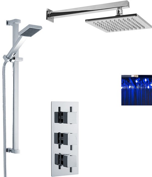 Additional image for Triple Thermostatic Shower Valve, LED Head & Slide Rail Kit.