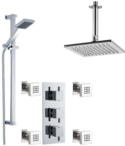 Additional image for Triple Shower Valve With Head & Slide Rail Kit & Body Jets.