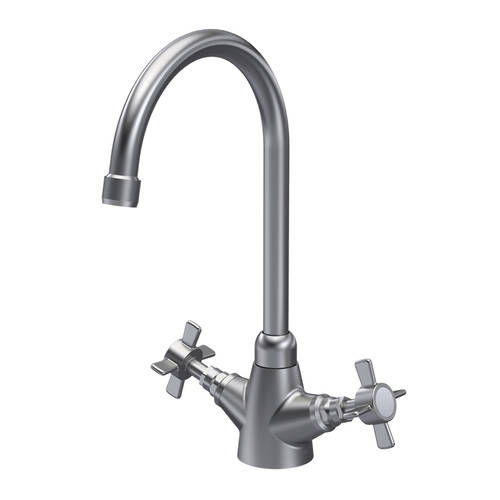 Additional image for Sink Mixer Tap (Brushed Nickel, Crosshead Handles).