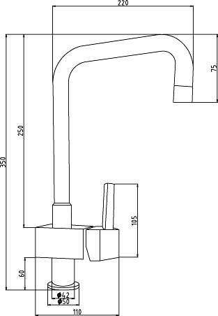 Additional image for Kitchen Tap With Single Lever Side Action Control (Chrome).