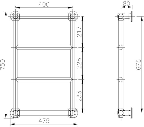 Additional image for Epsom Traditional Towel Radiator H748 x W498 (Chrome).