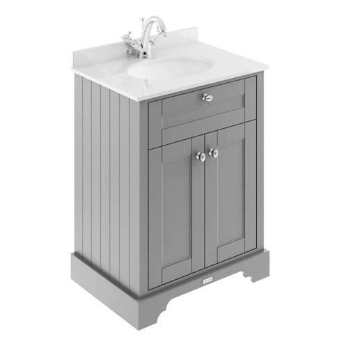 Additional image for Vanity Unit, Basin & White Marble 600mm (Grey, 1TH).