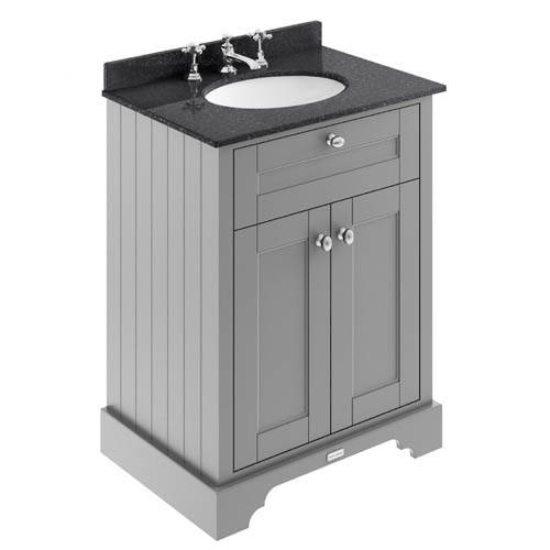 Additional image for Vanity Unit, Basin & Black Marble 600mm (Grey, 3TH).