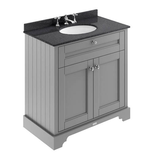 Additional image for Vanity Unit, Basin & Black Marble 800mm (Grey, 3TH).