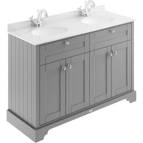 Additional image for Vanity Unit With 2 Basins & White Marble (Grey, 1TH).