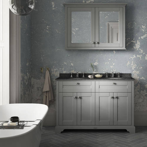 Additional image for Vanity Unit With 2 Basins & Black Marble (Grey, 3TH).