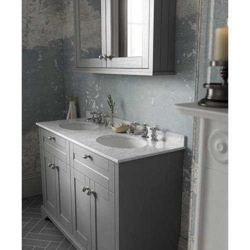 Additional image for Vanity Unit With 2 Basins & Grey Marble (Grey, 3TH).