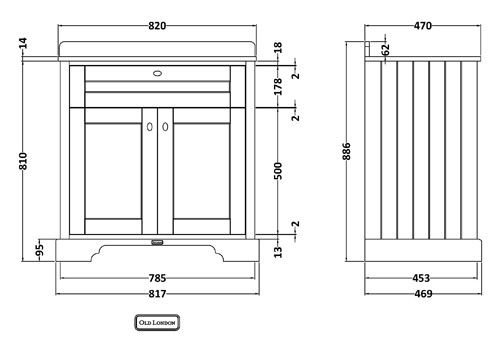 Additional image for Vanity Unit, Basin & White Marble 800mm (Blue, 1TH).