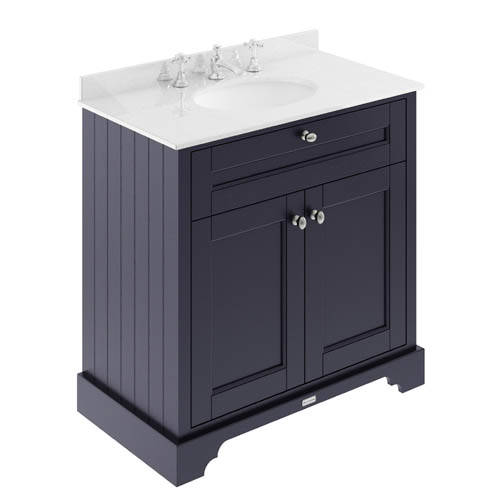 Additional image for Vanity Unit, Basin & White Marble 800mm (Blue, 3TH).