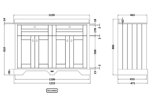 Additional image for Vanity Unit With 2 Basins & Black Marble (Blue, 1TH).