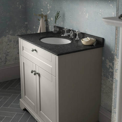 Additional image for Vanity Unit, Basin & Black Marble 800mm (Sand, 3TH).