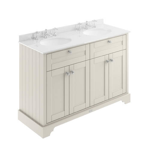 Additional image for Vanity Unit With 2 Basins & White Marble (Sand, 3TH).