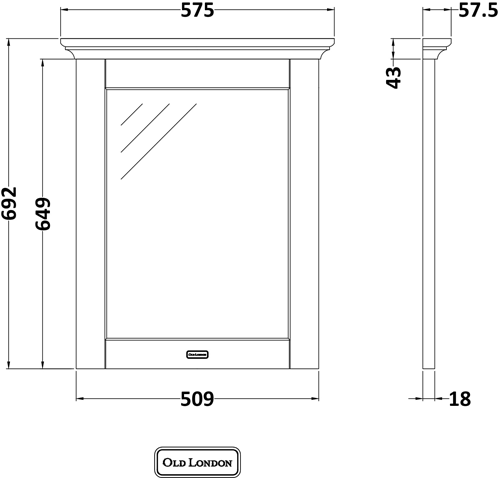 Additional image for Flat Mirror & Frame 600mm (Twilight Blue).