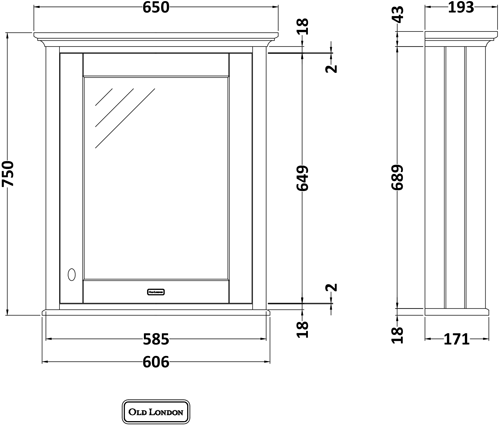 Additional image for Mirror Bathroom Cabinet 600mm (Timeless Sand).