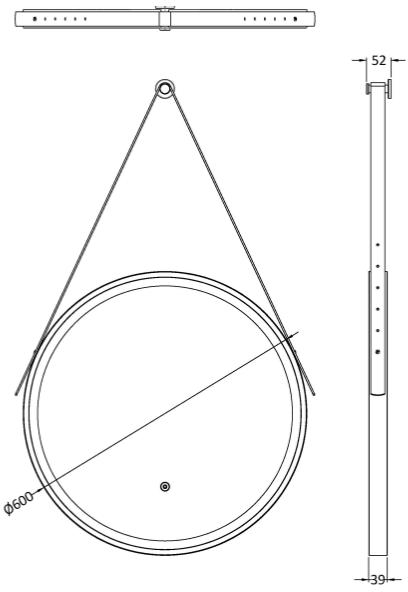 Additional image for Round Illuminated Mirror (600mm, Chrome).