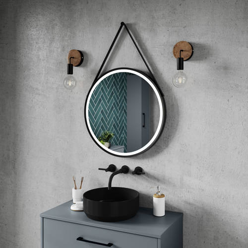Additional image for Round Illuminated Mirror (800mm, Black).