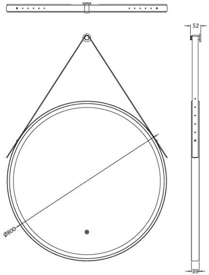 Additional image for Round Illuminated Mirror (800mm, Chrome).