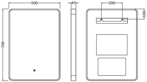 Additional image for LED Mirror 500x700mm (Black Frame).