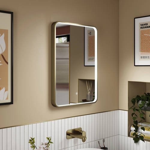 Additional image for LED Mirror 500x700mm (Brushed Brass).