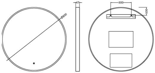 Additional image for Round Illuminated Mirror (800mm, Black).