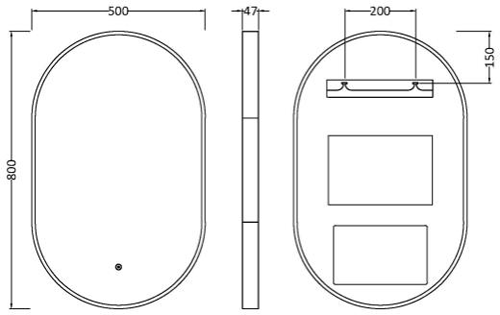 Additional image for LED Mirror With Demister (500x800mm, Br Brass).