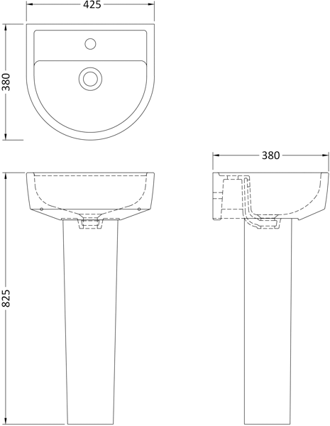 Additional image for Luna Flush To Wall Toilet, Seat, 425mm Basin & Ped.
