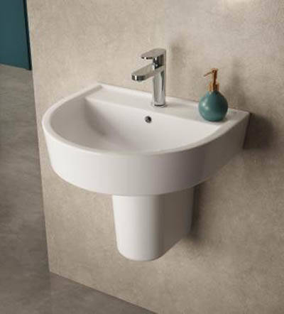Additional image for Luna Flush To Wall Toilet, Seat, 520mm Basin & Ped.