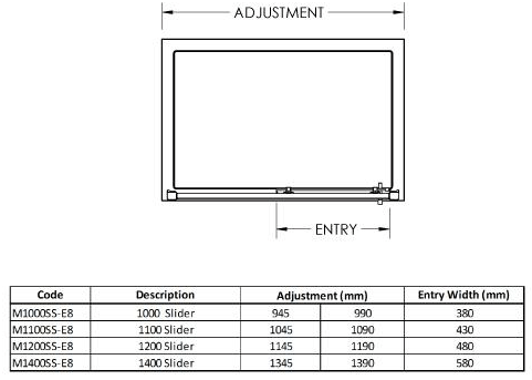 Additional image for Apex Sliding Shower Door With 8mm Glass (1100mm).