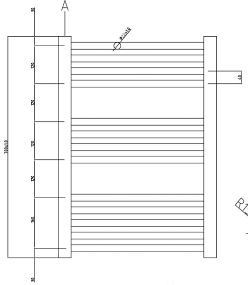 Additional image for Curved Ladder Towel Radiator (Anthracite). 700x500mm.