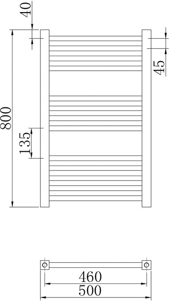 Additional image for Square Ladder Towel Radiator (Chrome). 800x500mm.